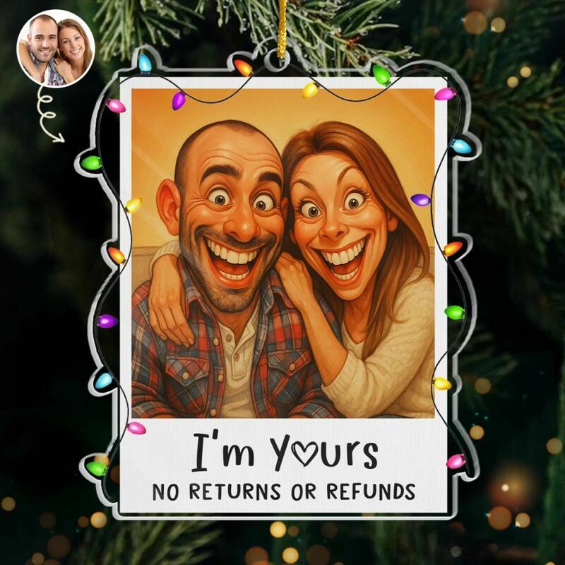 Personalized Cartoon Style Photo Hanging Christmas Gift for Couples