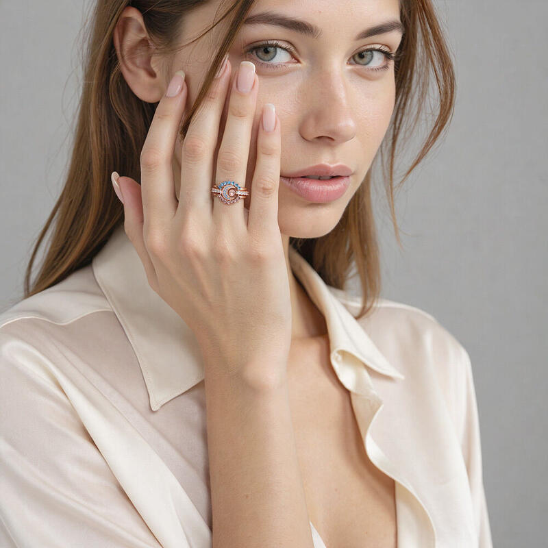 "Im Strahlenmeer badend" Rundschliff Ringset