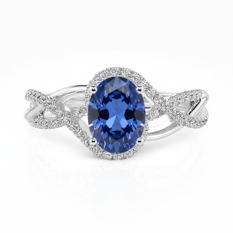 Jeulia Double Twist Custom Oval Birthstone Ring