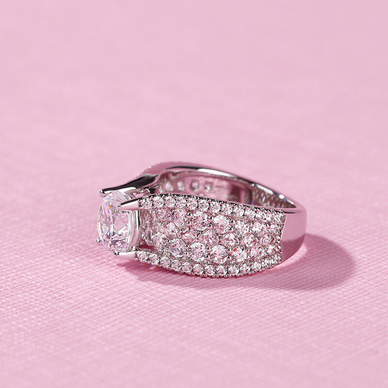 Jeulia Classic Round Cut Sterling Silver Ring