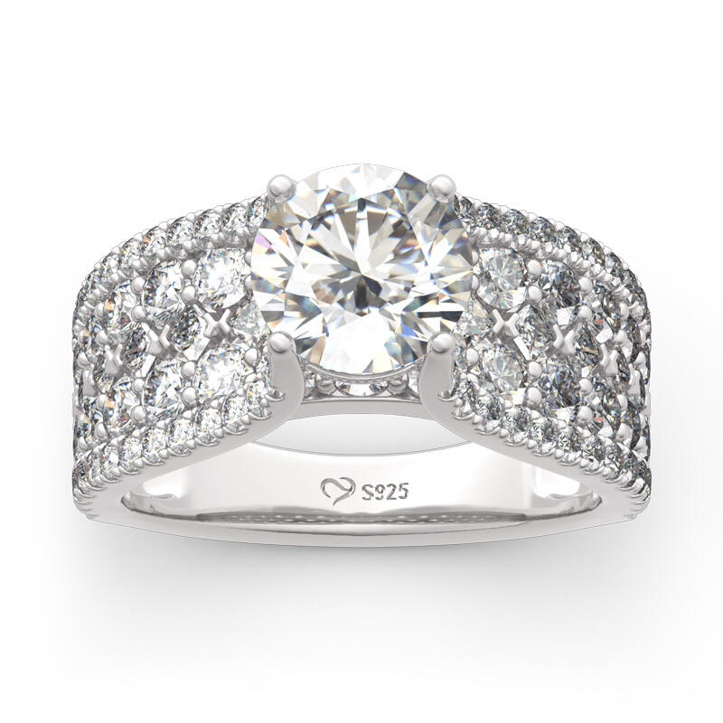 Jeulia Classic Round Cut Sterling Silver Ring