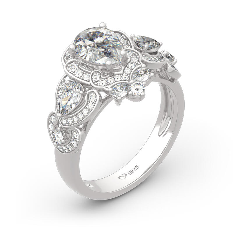 Jeulia rokokostilring i päronsnitt i sterlingsilver