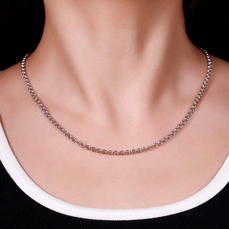 Jeulia Double Chain Design Sterling Silver Necklace