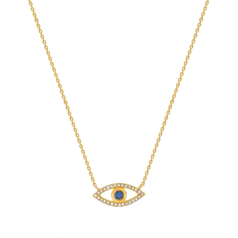 Jeulia "Evil Eye" Round Cut Sterling Silver Necklace