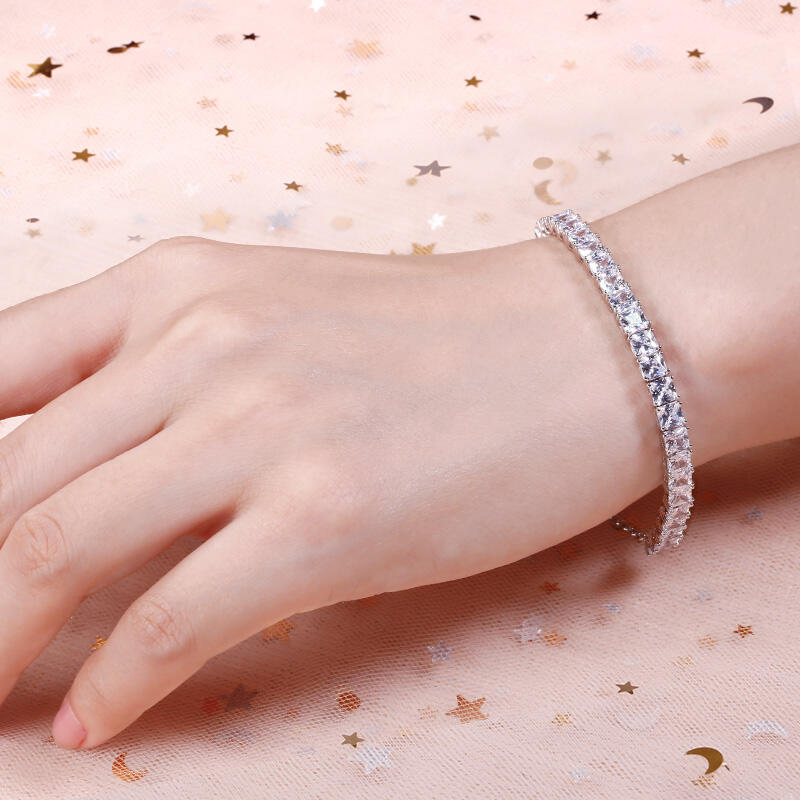 Jeulia klassieke prinses geslepen sterling zilveren Bolo tennisarmband