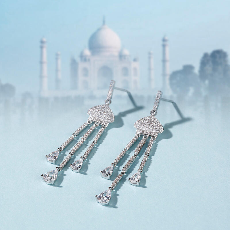 Jeulia Taj Mahal Inspired Sterling Silver Dangle Earrings