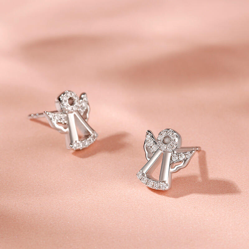 Jeulia "Serene Angel" Sterling Silver Children's Earrings