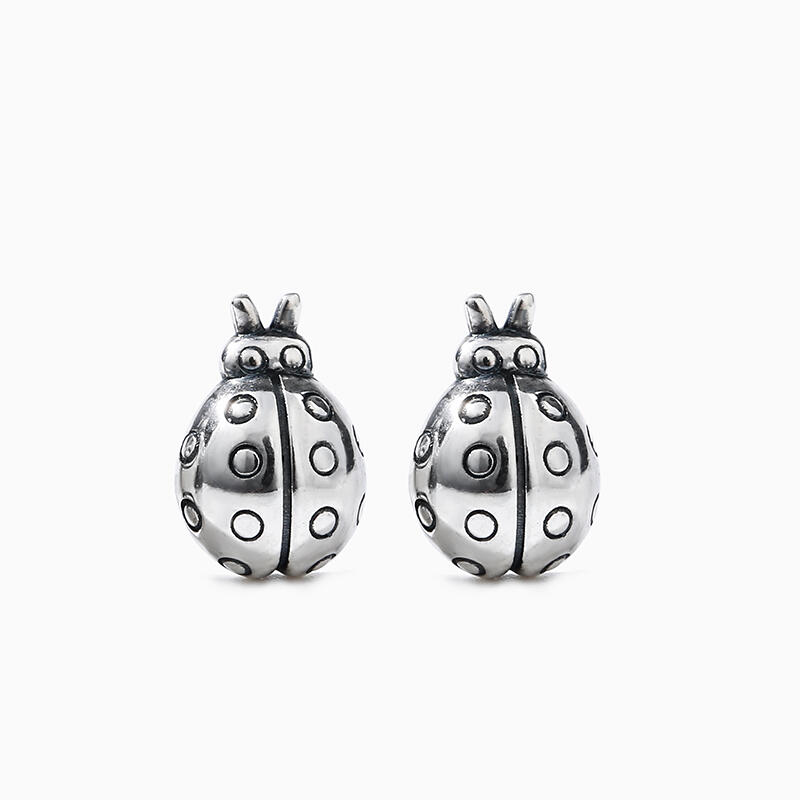 Jeulia "Mini Ladybug" Sterling Silver Earrings