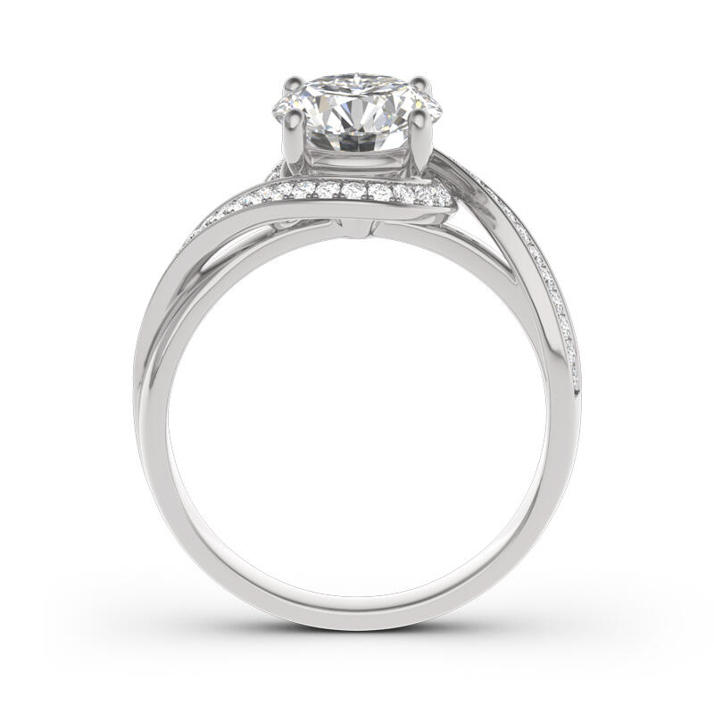 Jeulia Twist Halo Round Cut Sterling Silver Ring