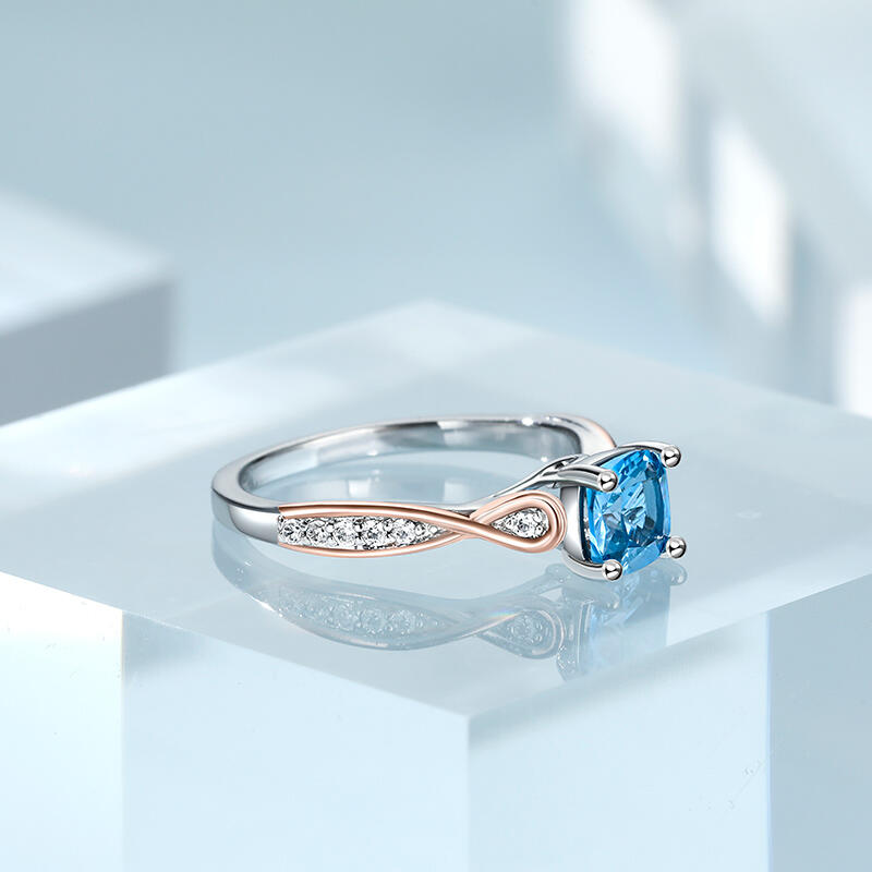 Jeulia Infinity Cushion Cut Sterling Silver Engagement Ring