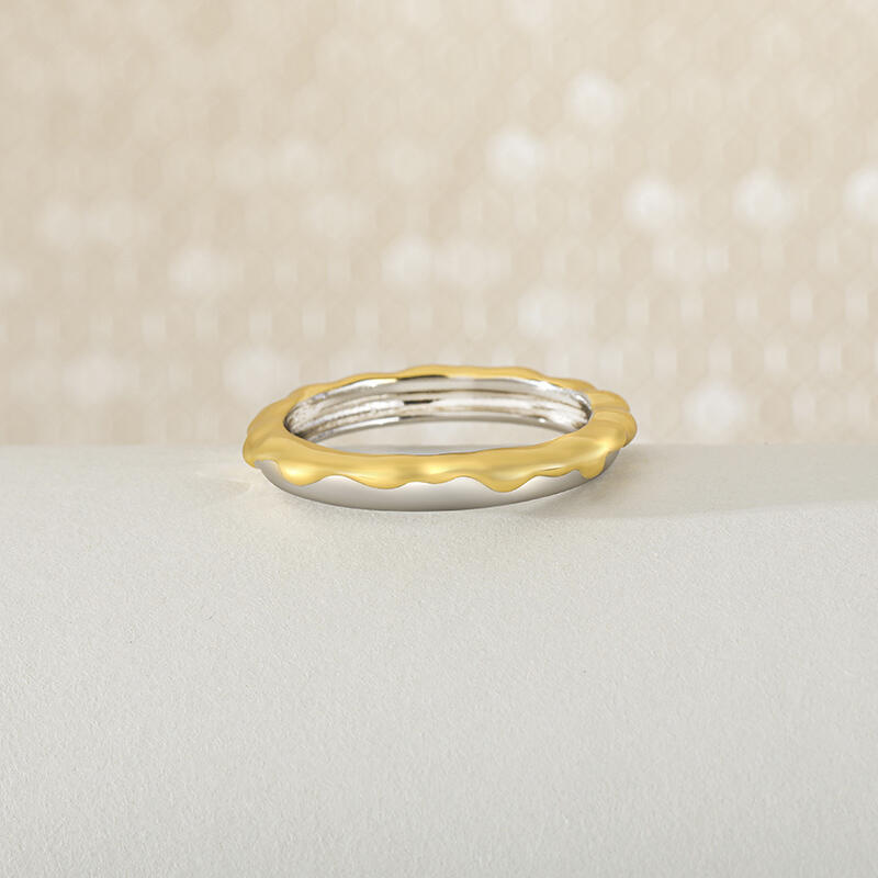 Jeulia Hug Me "Sweet Honey" Men's Wedding Band Two Tone Sterling Silver