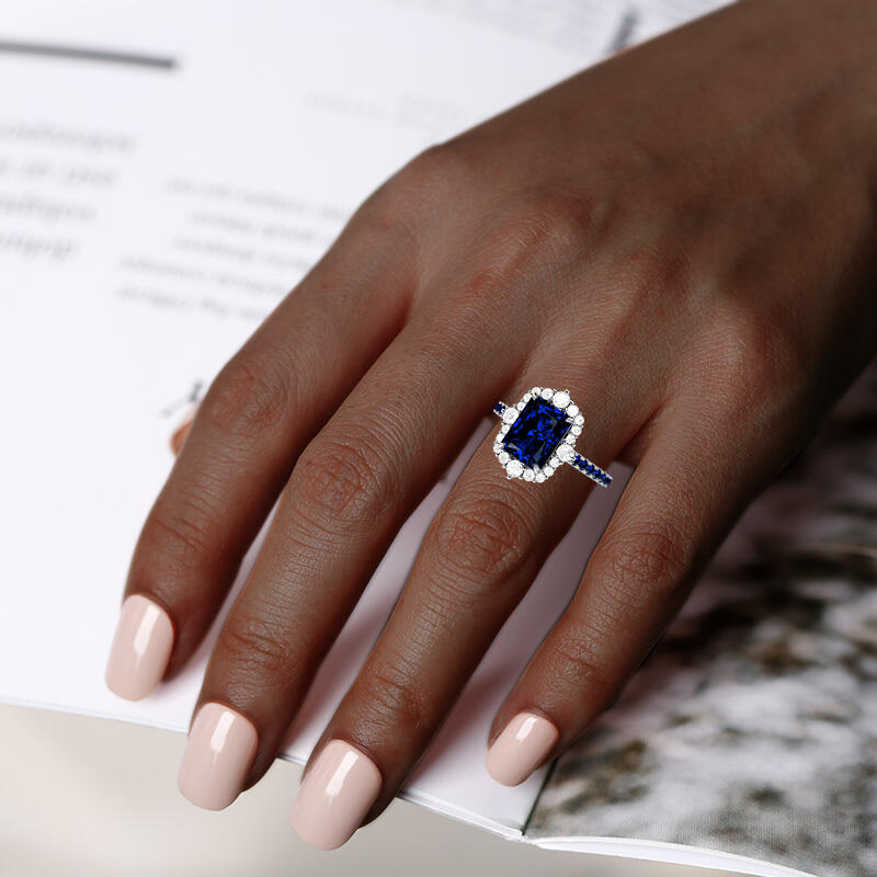 "Amazed by You" Radiant Cut Halo Engagement Ring