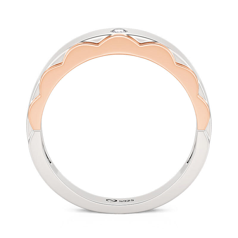 Jeulia Two Tone Prince Cloak Men's Wedding Band Round Cut