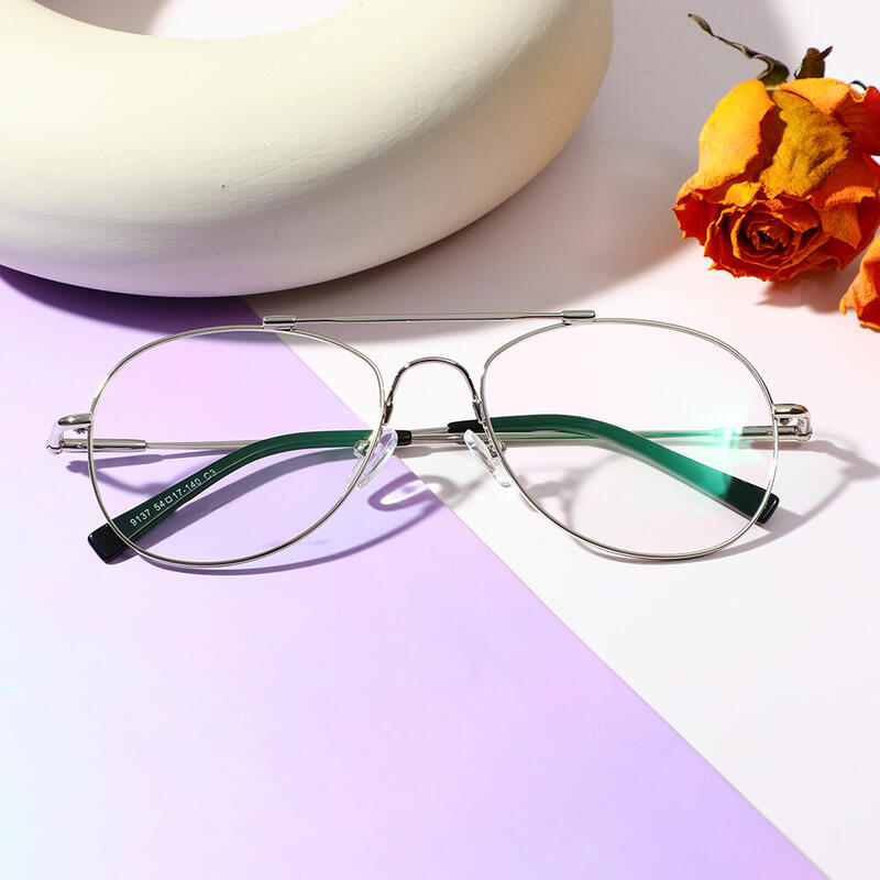 Effie Aviator Silver Glasses
