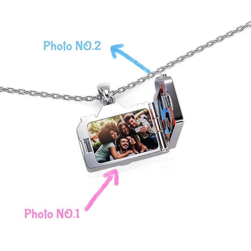 Jeulia Unique Camera Custom Photo Locket Necklace