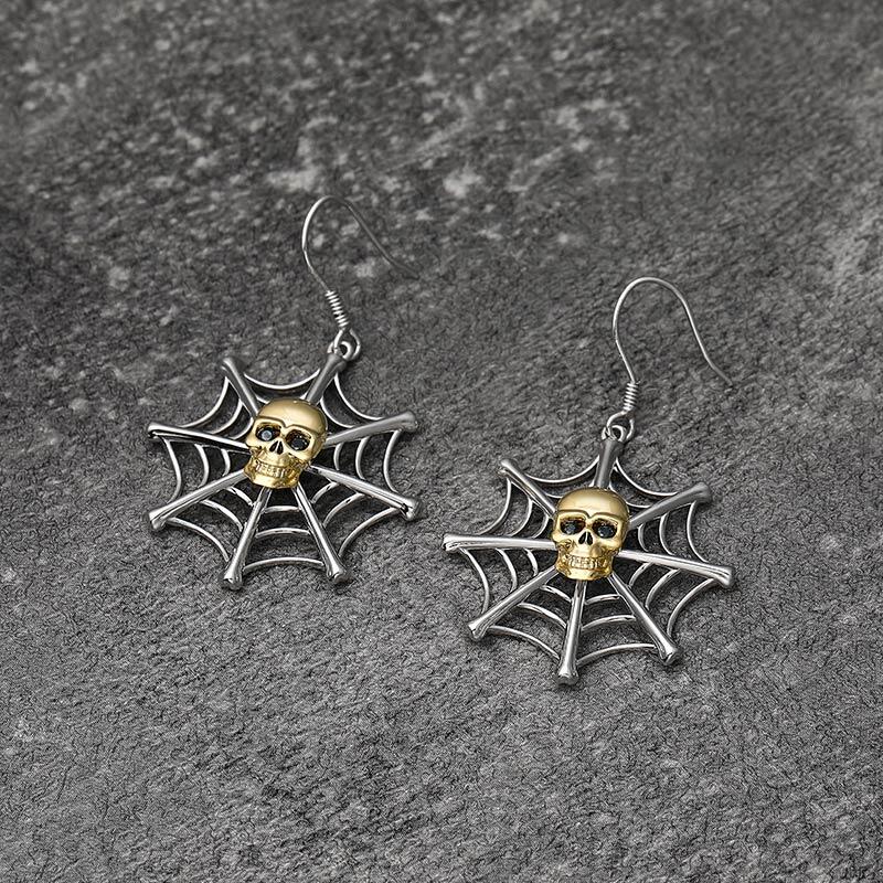 Jeulia "Spider Web" Skull Sterling Silver Earrings