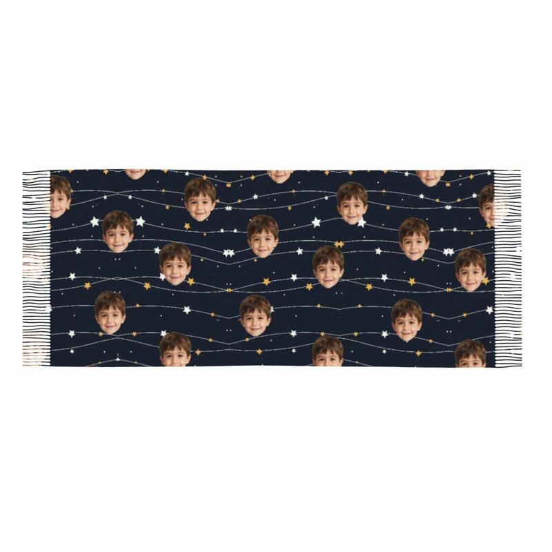 Custom Scarf with Child's Photo and Starry Sky Background Winter Scarf Gift for Mom