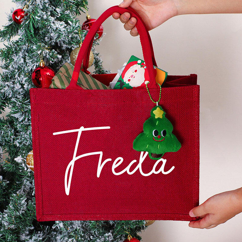 Personalisierte Weihnachtsgeschenktüte mit Namen und niedlichen Accessoires Exquisites Geschenk für Kinder