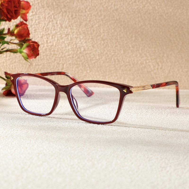 Elizabeth Rechteckige Rote Brille