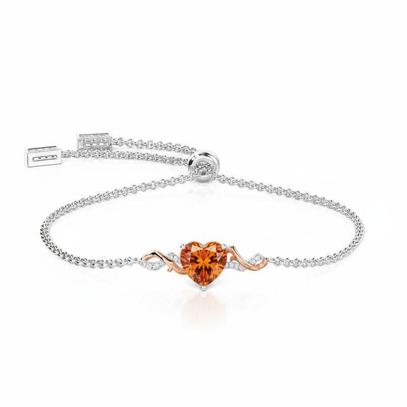 Jeulia Amore Thorn Vine Custom Heart Bracelet with Birthstone