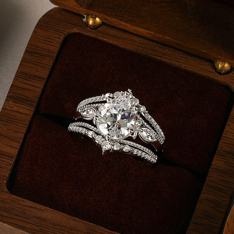 Jeullia Vintage Pear Cut V-Shaped Bridal Set Sterling Silver