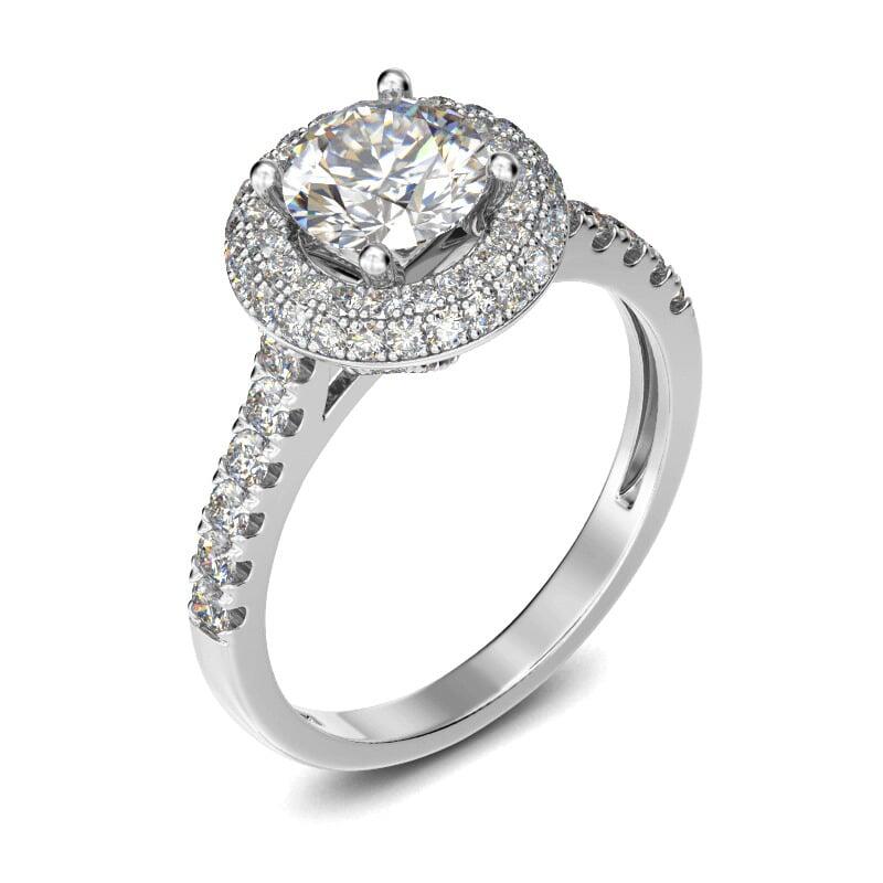 Jeulia Classic Halo Round Cut Sterling Silver Ring