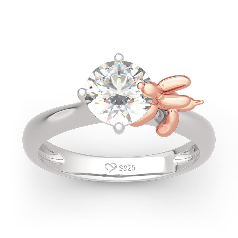 Jeulia Anillo de compromiso de perro globo de plata de ley