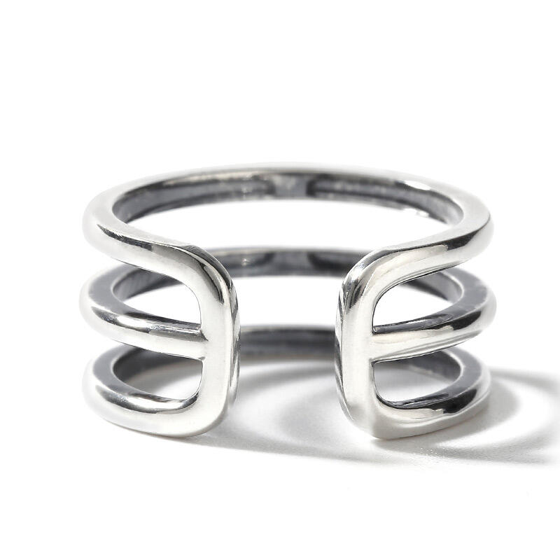 Jeulia "It's Unique" Open Sterling Silver Men's Ring