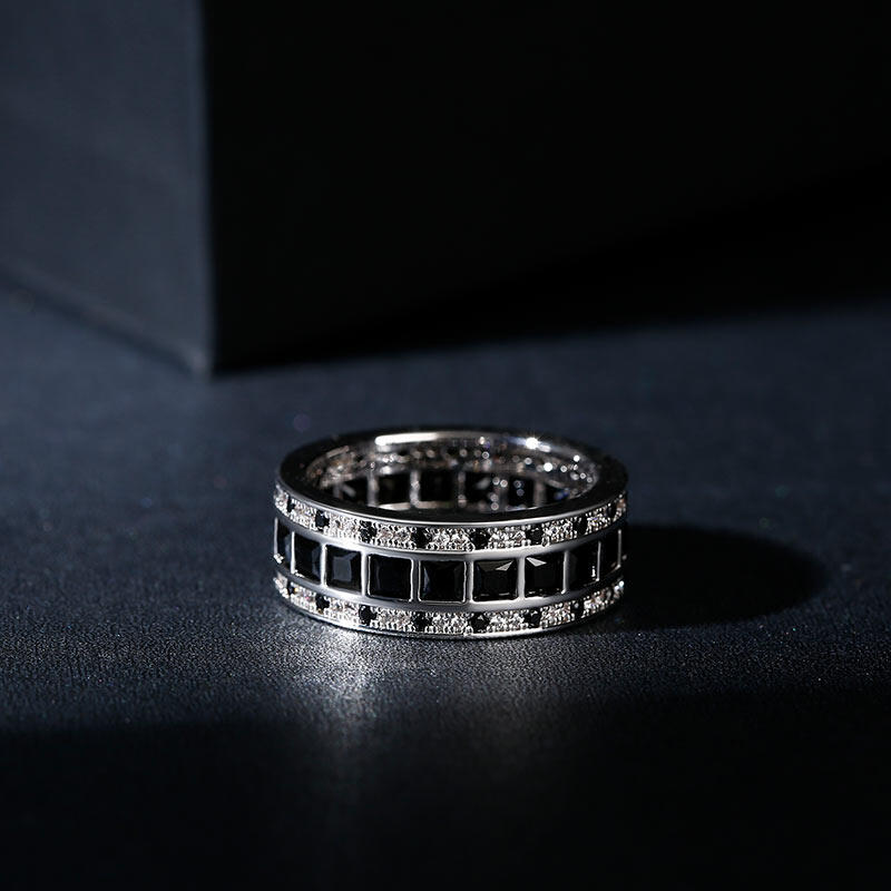 Jeulia Anillo para hombre de plata esterlina con corte princesa