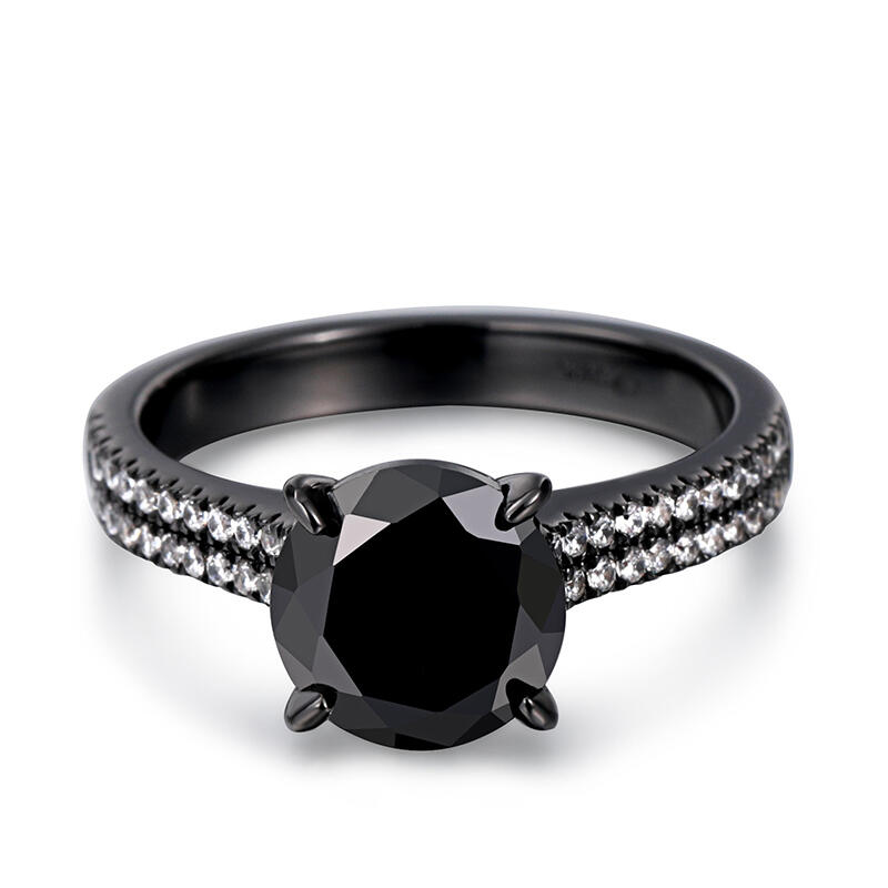 Jeulia Classic Round Cut Sterling Silver Ring