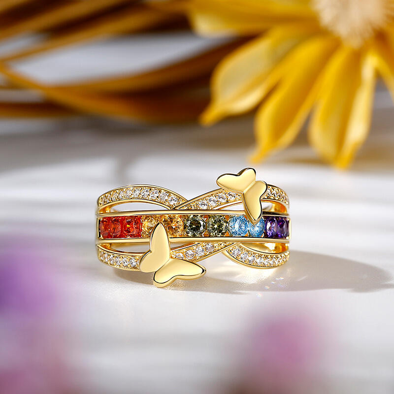 Jeulia "Hello Beauty" Butterfly Cross Sterling Silver Ring