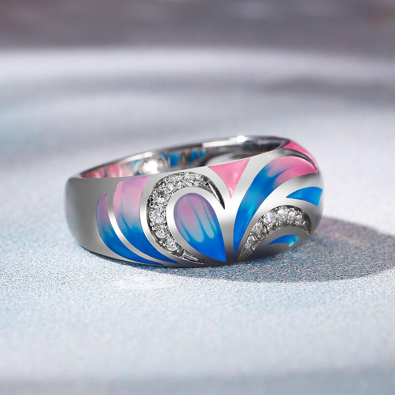 Dreamy Garden "Summer Style" Enamel Sterling Silver Women's Band