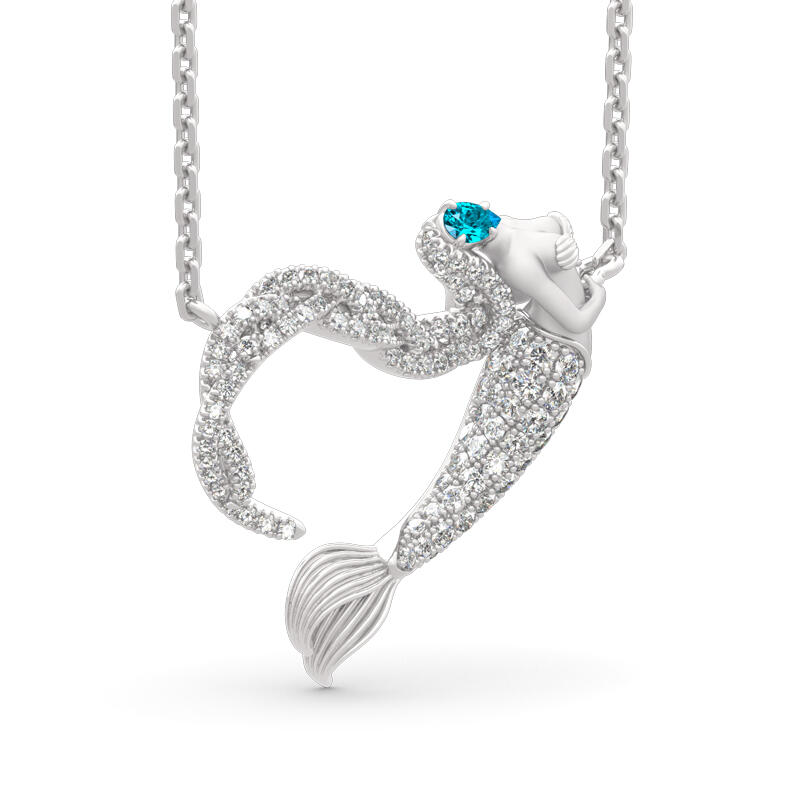 Jeulia "Ocean's Light" Sterling Silver Mermaid Gift Necklace for Valentine's Day