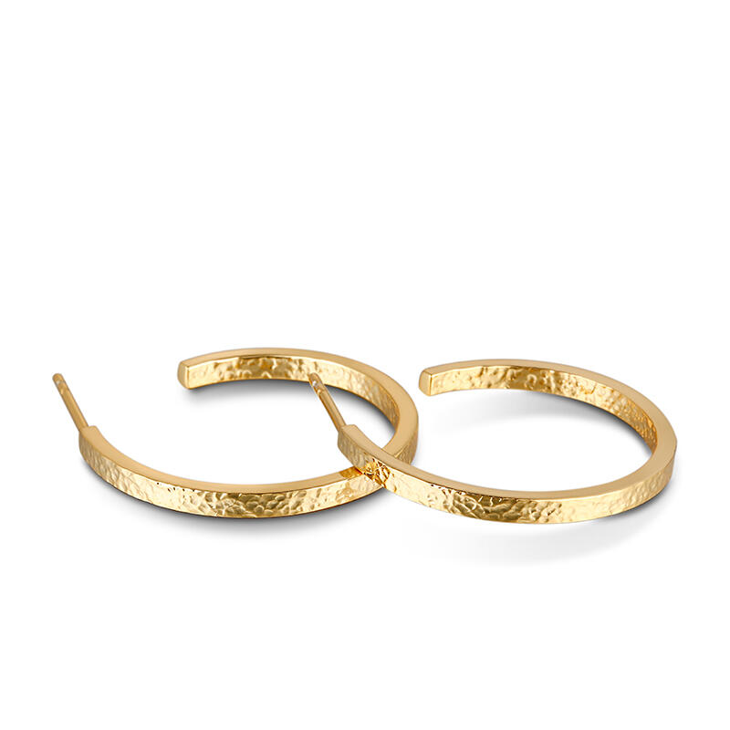 Jeulia Yellow Gold Tone Classic Sterling Silver Hoop Earrings