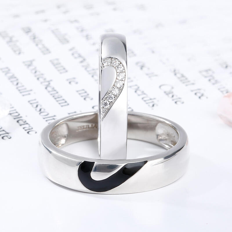 Jeulia Heart Shape Sterling Silver Men's Band