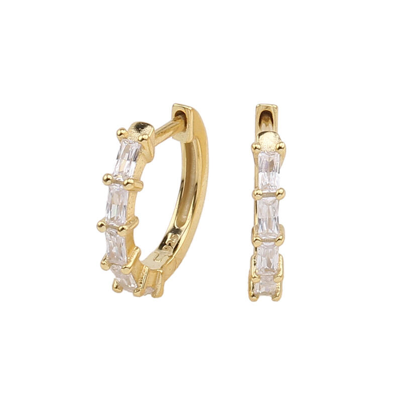 Jeulia Classic Radiant Cut Sterling Silver Hoop Earrings