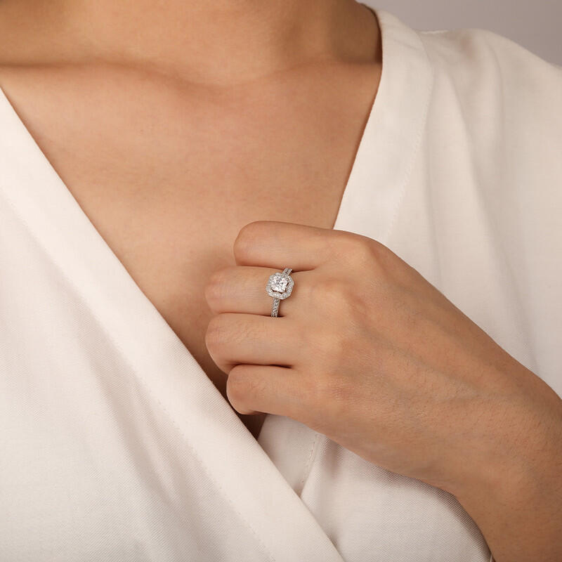 "Romance Forever" Asscher Cut Halo Engagement Ring