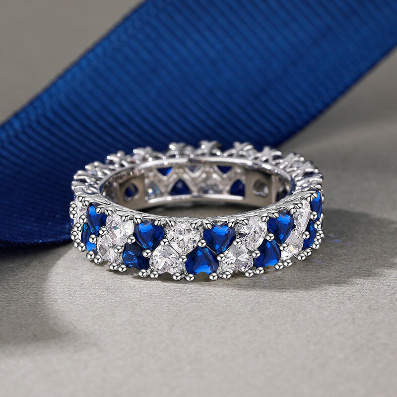 Jeulia 誕生石付き ダブルサークルハート エタニティリング