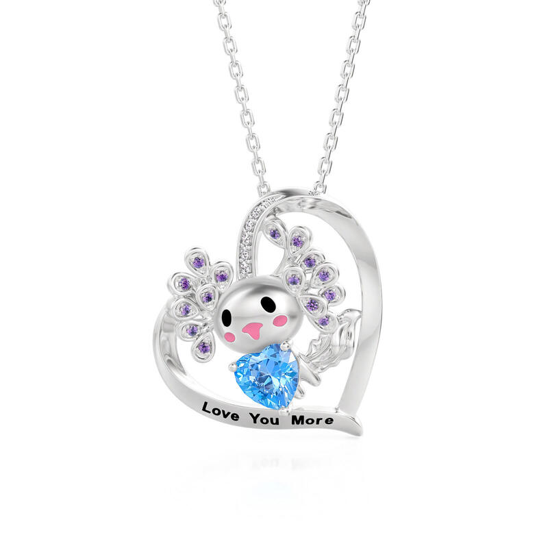 Jeulia Hug Me Axolotl Custom Birthstone Necklace