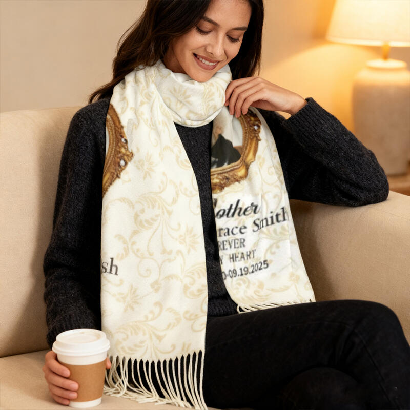 Custom Scarf with Photo of Grandma as a Souvenir Gift for Warm Memories for Christmas