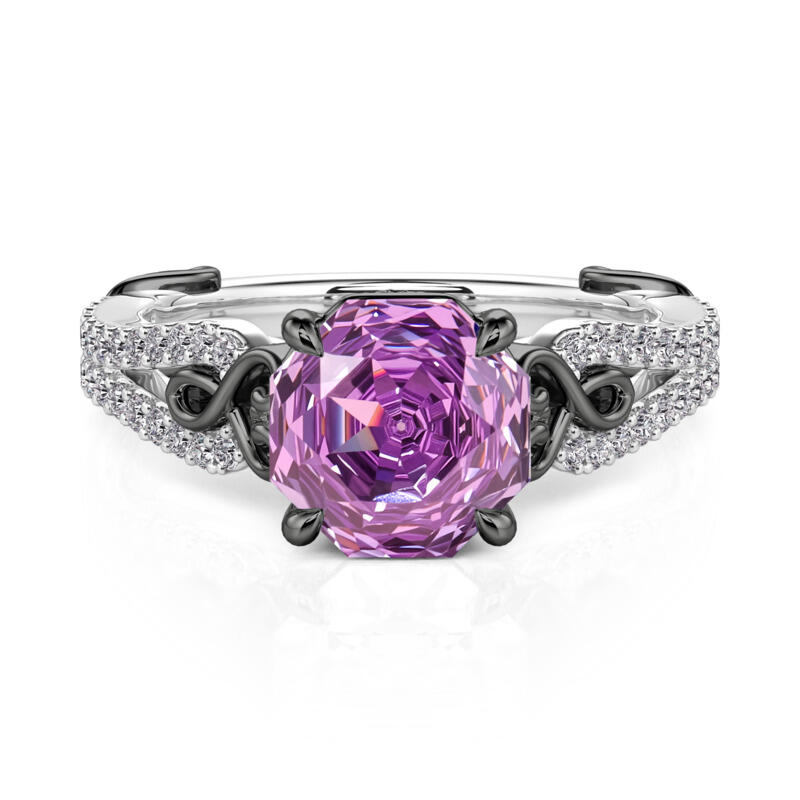 Jeulia Fashion Two Tone Infinity Rose Cut Purple Stone Ring
