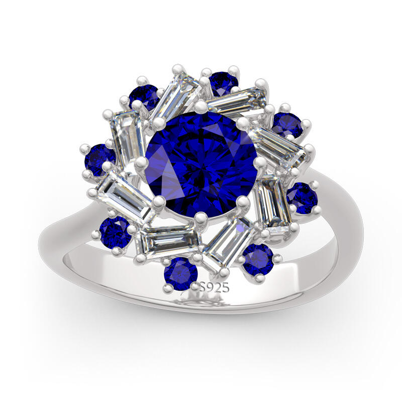 Jeulia Halo Round Cut Sterling Silver Ring