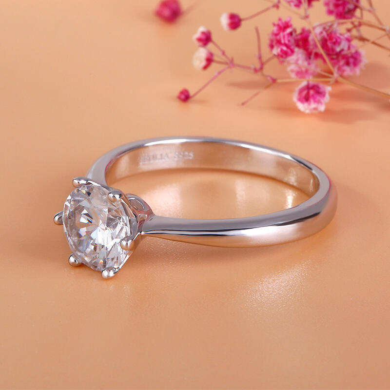 Jeulia Solitaire Round Cut Sterling Silver Ring