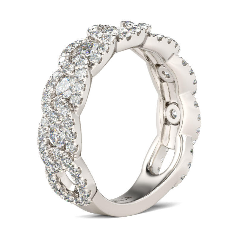 Jeulia Interlock Round Cut Sterling Silver Women's Band