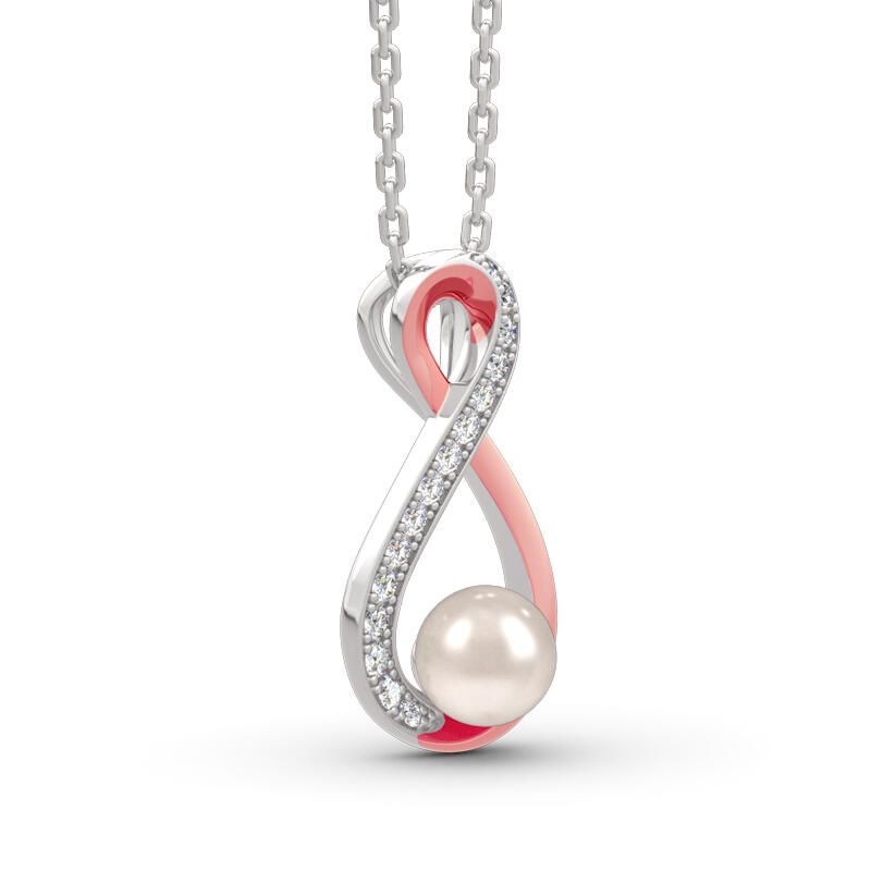 Jeulia Infinity Cultured Pearl Sterling Silver Pendant Necklace