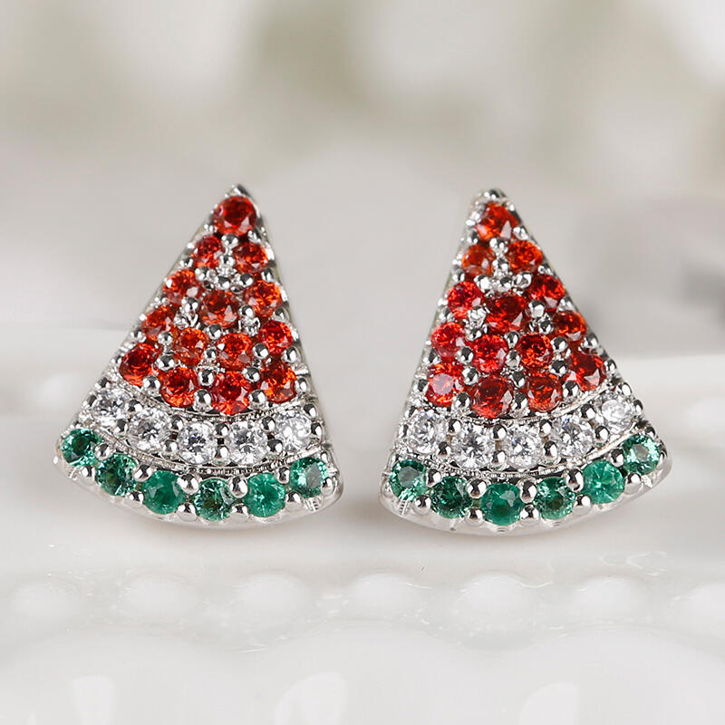 Jeulia "Summer Fruit" Watermelon Design Sterling Silver Earrings