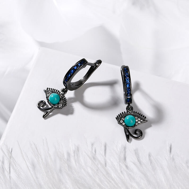 Jeulia Brincos olho de demônio olho azul e design de diamante