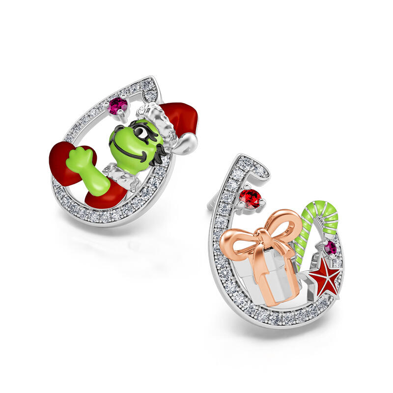 Jeulia "Get Your Gifts" Christmas Monster Inspired Sterling Silver Earrings