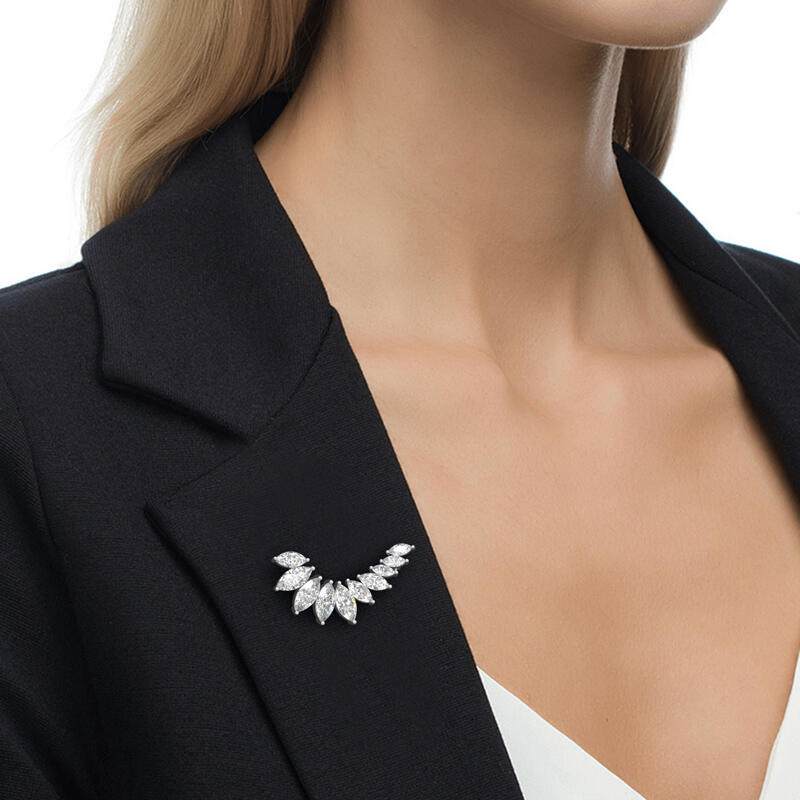 Jeulia Broche de plata esterlina de corte marquesa de diseño exclusivo