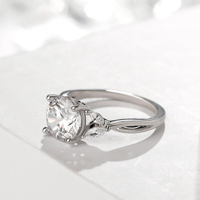 Jeulia Anillo 10K/14K/18K oro con diseño de vides de corte redondo